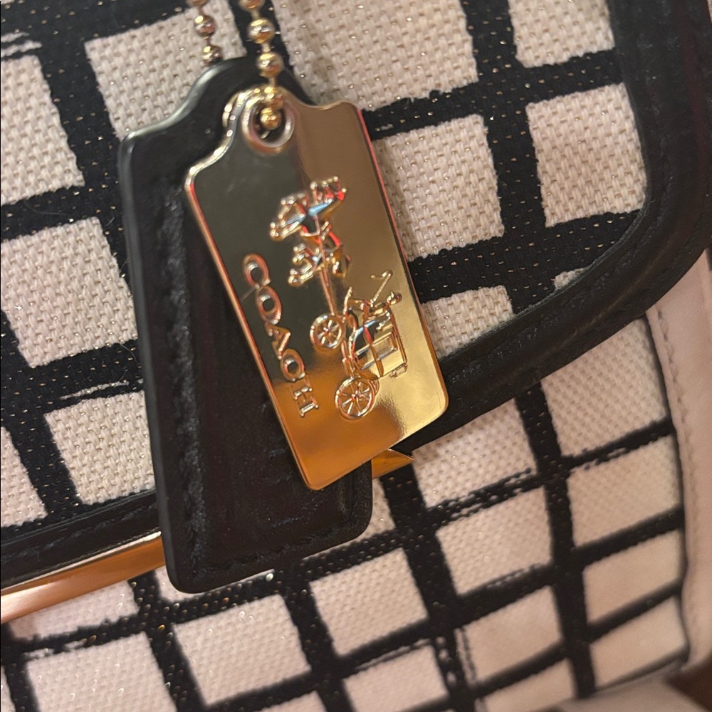 Coach Madison Madeline Peyton Tote 28082 Graphic Grid Black White - Picture 3 of 11